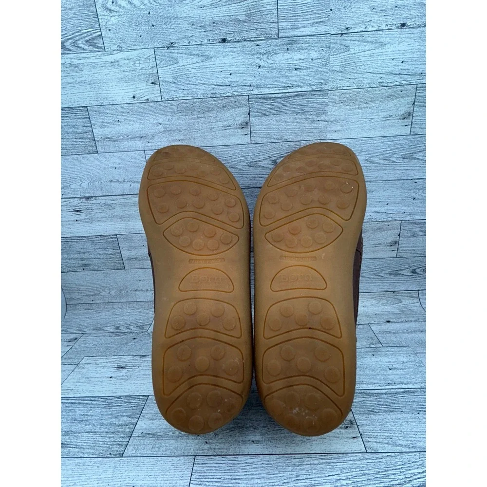 Born Men Brown Leather Moc Toe Slip On Loafers Shoes H44116 Size 9.5‎ M